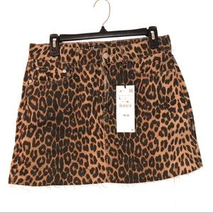 Zara Cheetah Print Jean Mini Skirt